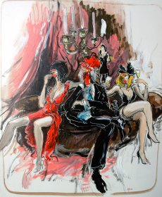 Leicht überforderter Bänkler Original 1680 
Acryl/Oel auf Leinwand 
120 x 100 cm
